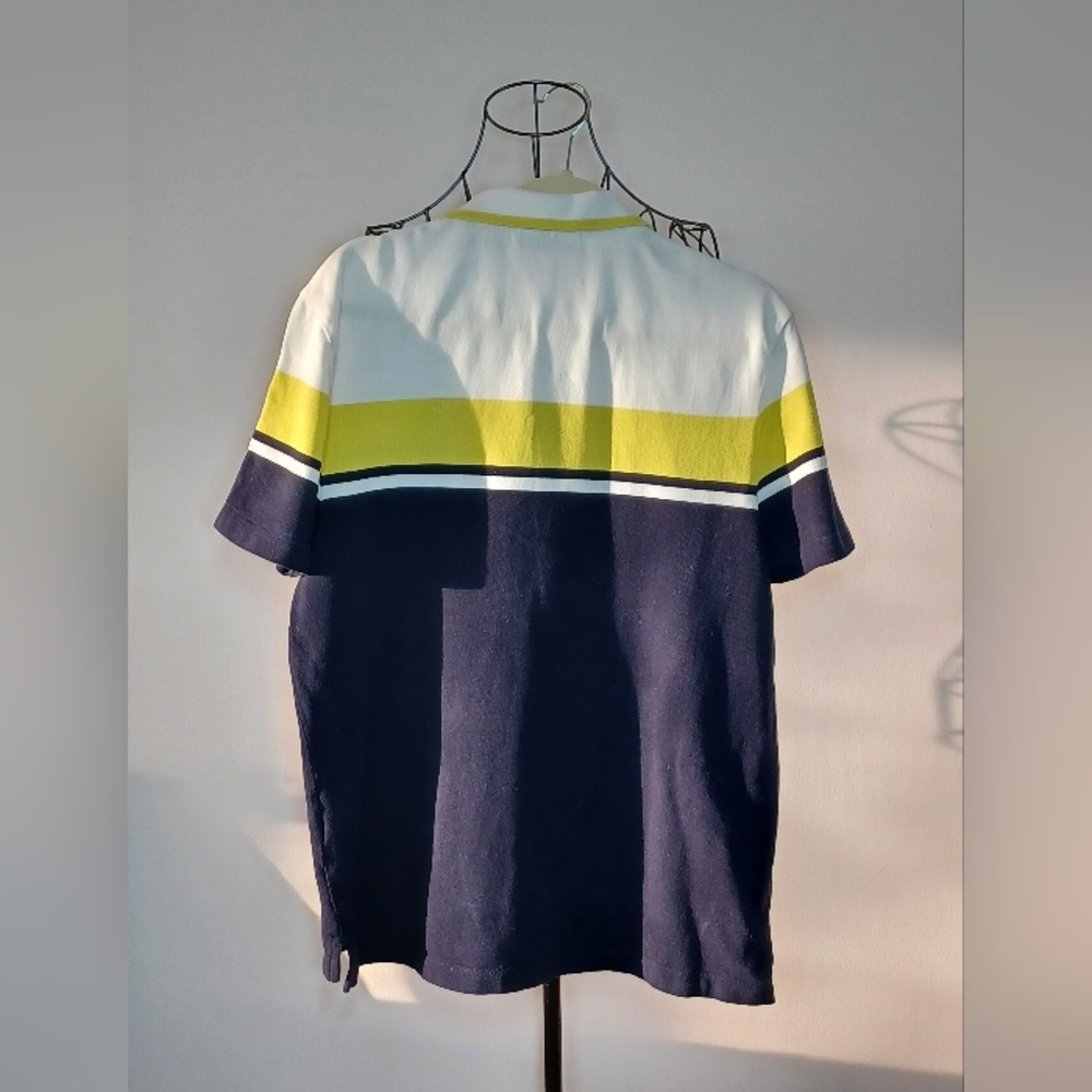 Sergio Tacchini Colorblock Polo in Navy, White & Yellow - Picture 2 of 5